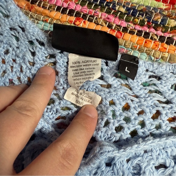 Vintage Y2K Light Blue Crochet Sweater – It’s Our Time Size L - Picture 4 of 6